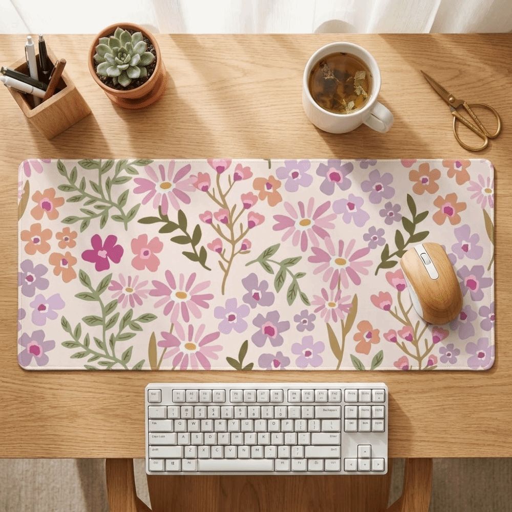 Stain-resistant Large Floral D - Gaming Desk Mat ulasan dan harga