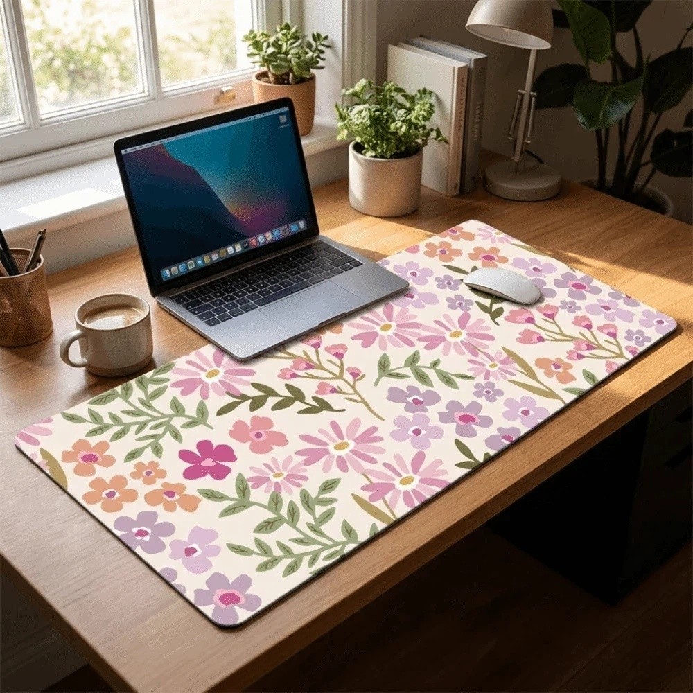 Stain-resistant Large Floral D - Gaming Desk Mat ulasan dan harga