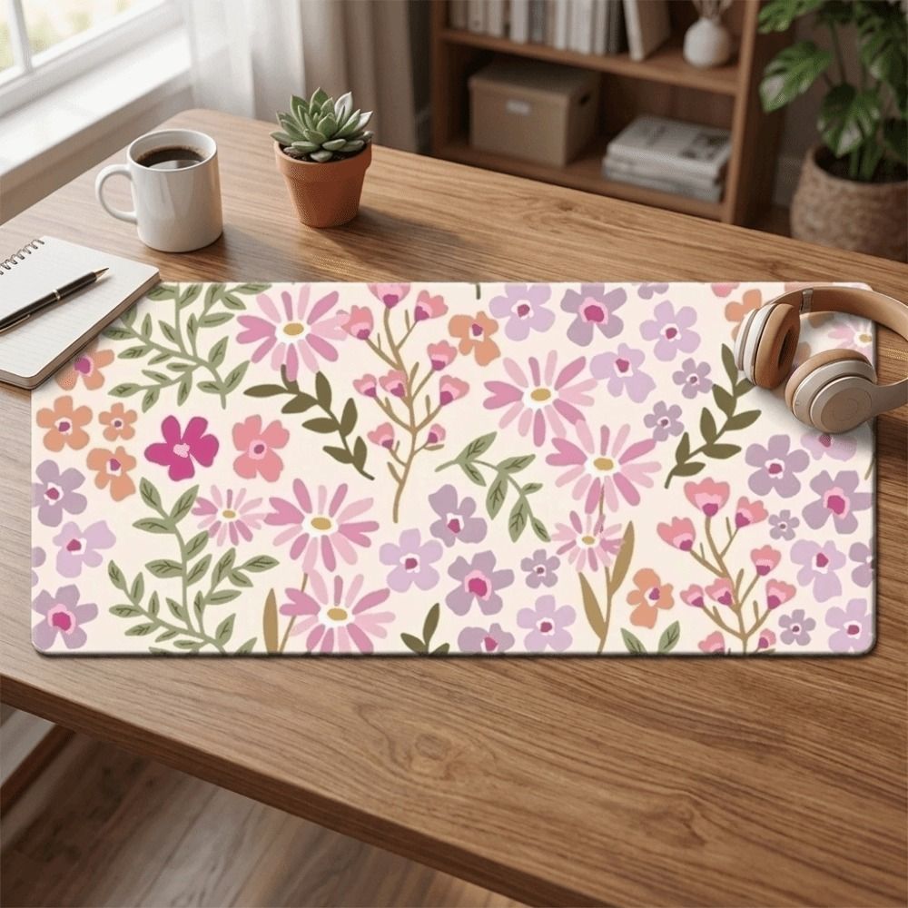 Stain-resistant Large Floral D - Gaming Desk Mat ulasan dan harga