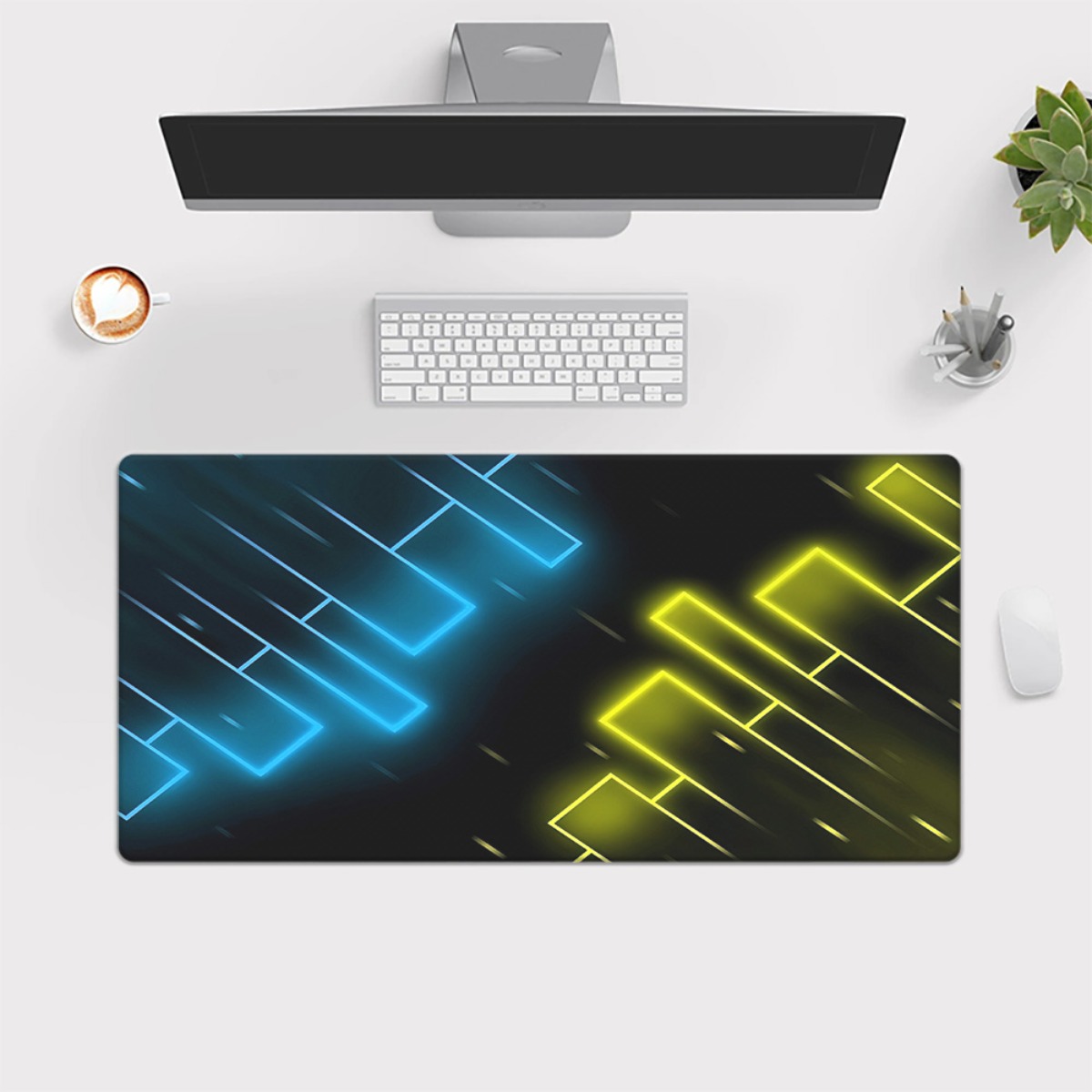 Neon Blue Yellow Abstract Gami - Pc Gaming Yellow ulasan dan harga