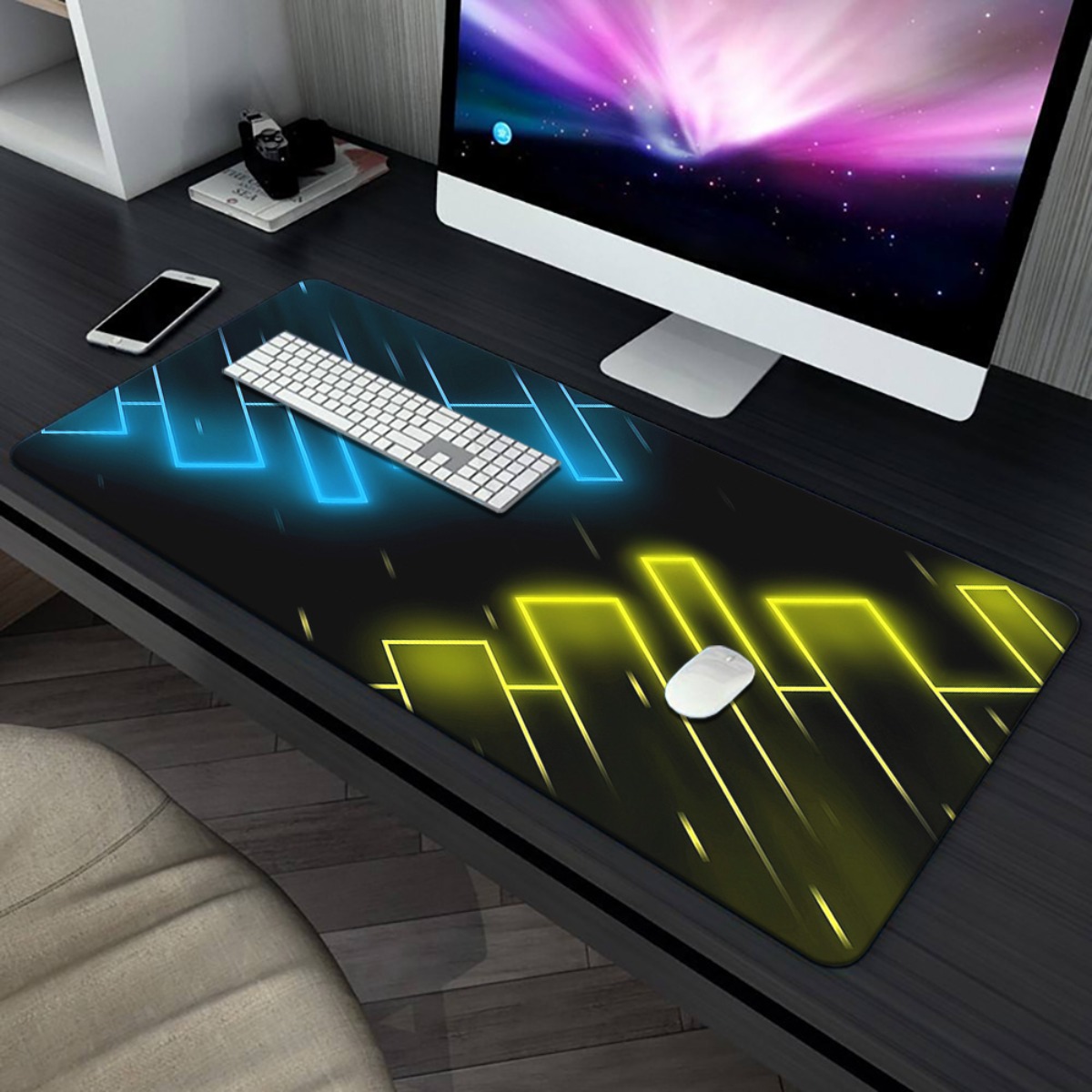 Neon Blue Yellow Abstract Gami - Pc Gaming Yellow ulasan dan harga