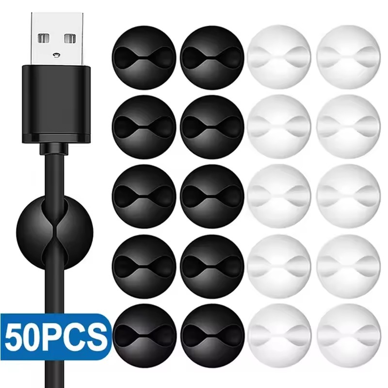 5/50Pcs Desktop Wall Cable Cli - Cable Management Sleeve ulasan dan harga