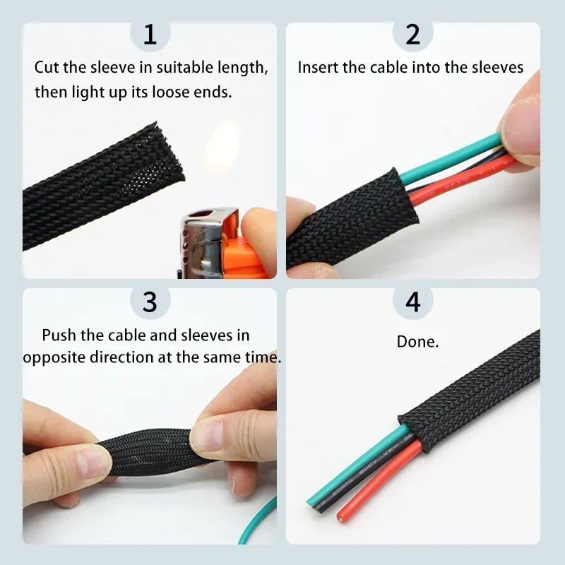1~50m Black Gold Silver PET Br - Cable Management Sleeve ulasan dan harga