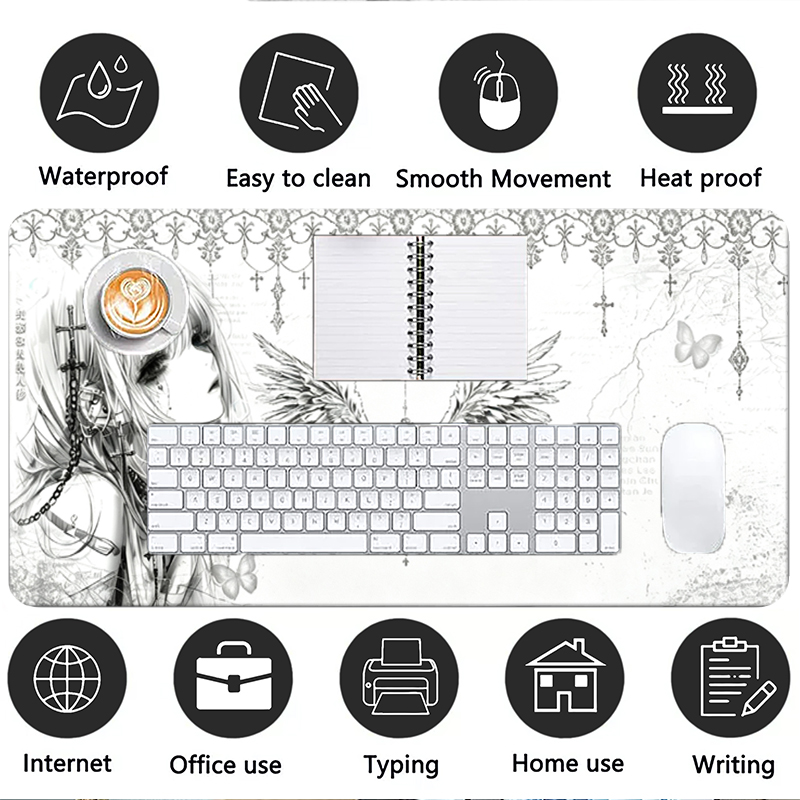 Leather Mousepad Black White A - Gaming Desk Mat ulasan dan harga