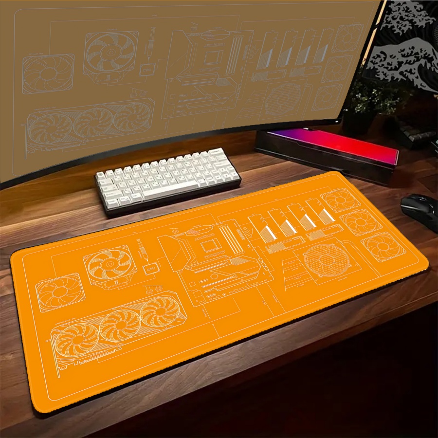 XXL desk mats Black Blue Yello - Pc Gaming Yellow ulasan dan harga
