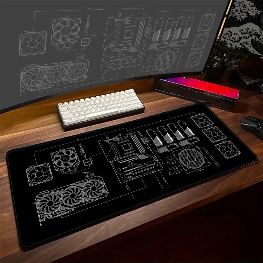 XXL desk mats Black Blue Yello - Pc Gaming Yellow ulasan dan harga