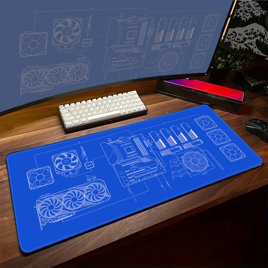 XXL desk mats Black Blue Yello - Pc Gaming Yellow ulasan dan harga
